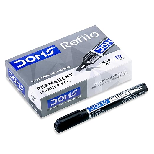 DOMS REFILO Permanent Marker Pens | Multicolour Ink Pack of 10