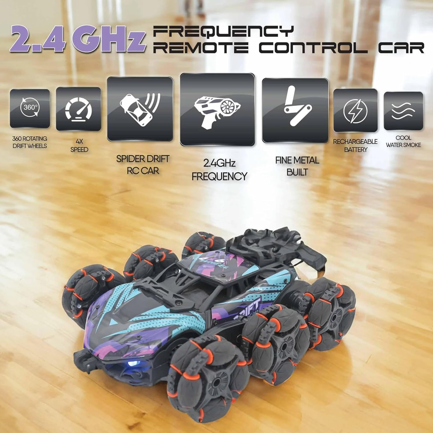 Sobo Drifter 6 .0 Stunt Car Water Spray and Light 6 Wheeler | 360° Flips & Drifts | Electric RC Buggy Toy | 2.4GHz Remote Controller