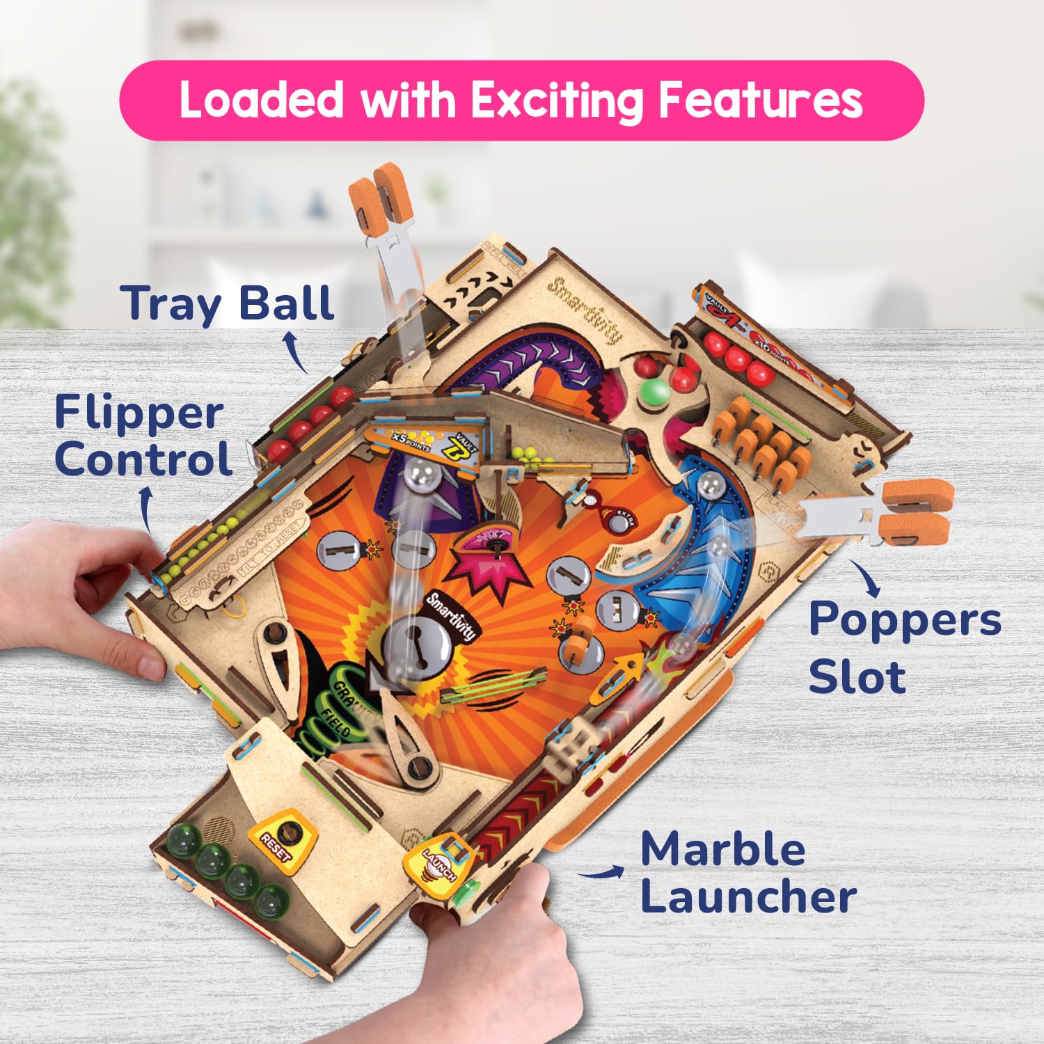 Smartivity Pinball Machine STEM DIY Fun Toy | Educational & Construction based Activity Game Kit for Kids Age 8 to 14 years.