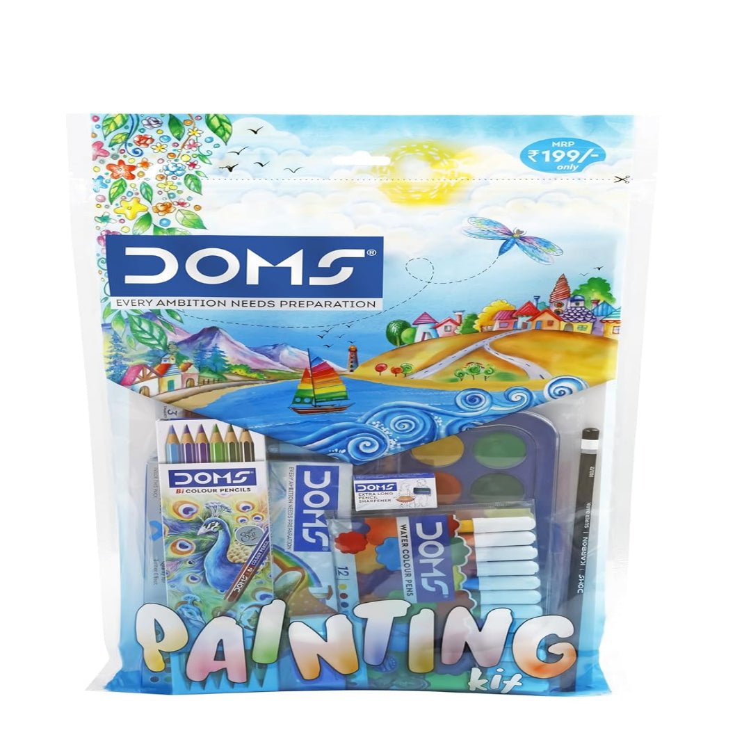 Doms Painting Kit - Kit for School Essentials | Combination of 9 Painting & Coloring Items