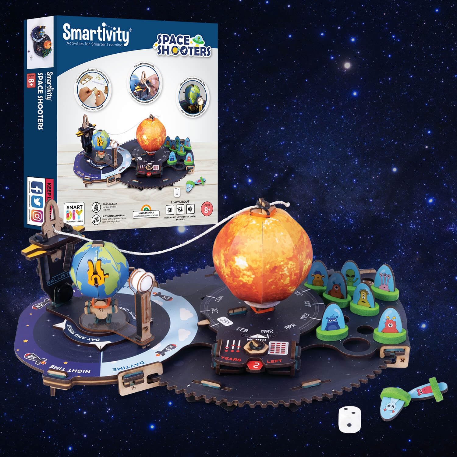 Smartivity Earth-Sun-Moon Space Toy for Kids 8+ | Interactive 3D Model Kit