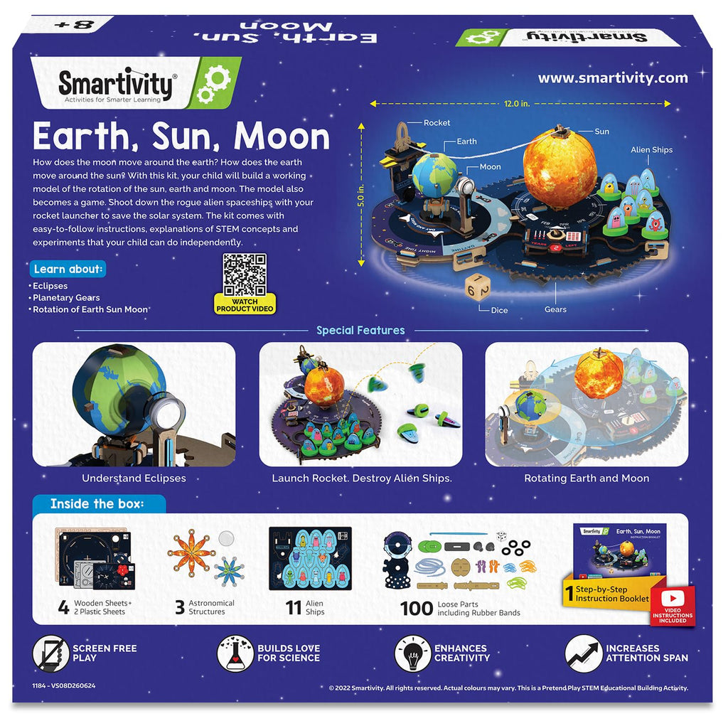 Smartivity Earth-Sun-Moon Space Toy for Kids 8+ | Interactive 3D Model Kit