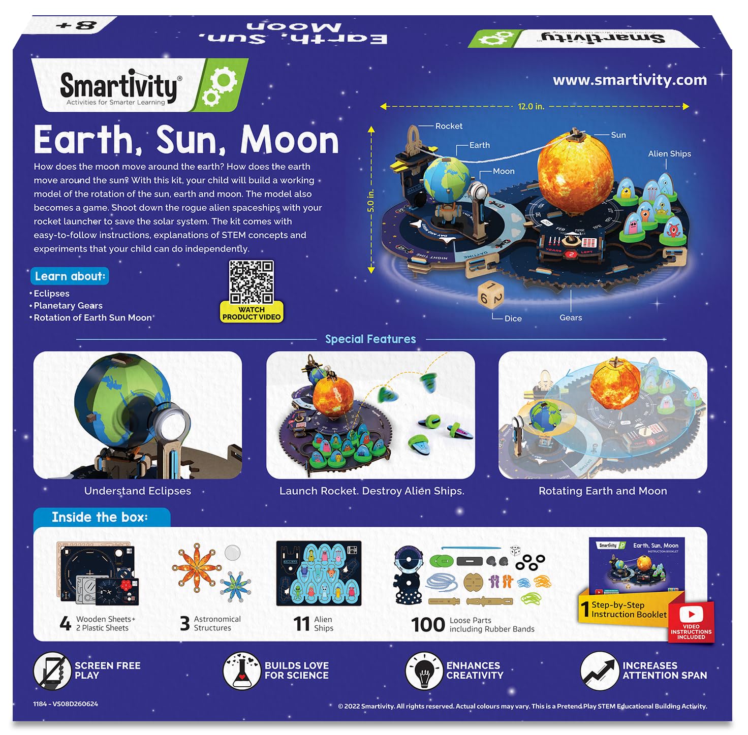 Smartivity Earth-Sun-Moon Space Toy for Kids 8+ | Interactive 3D Model Kit
