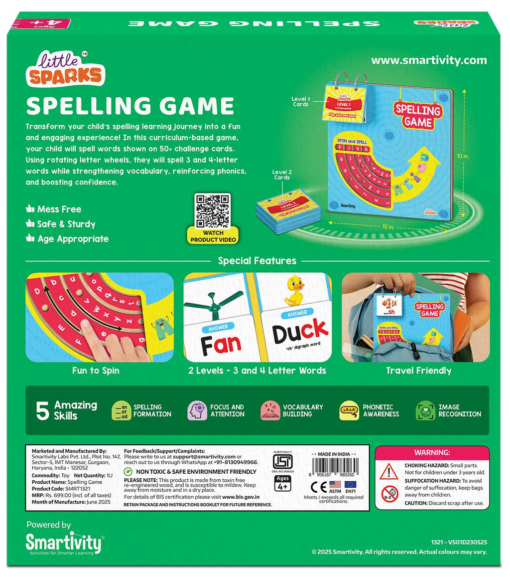 Smartivity Spelling Game Learning Toy for Kids 4-8 Years Old I 50+ Picture Cards