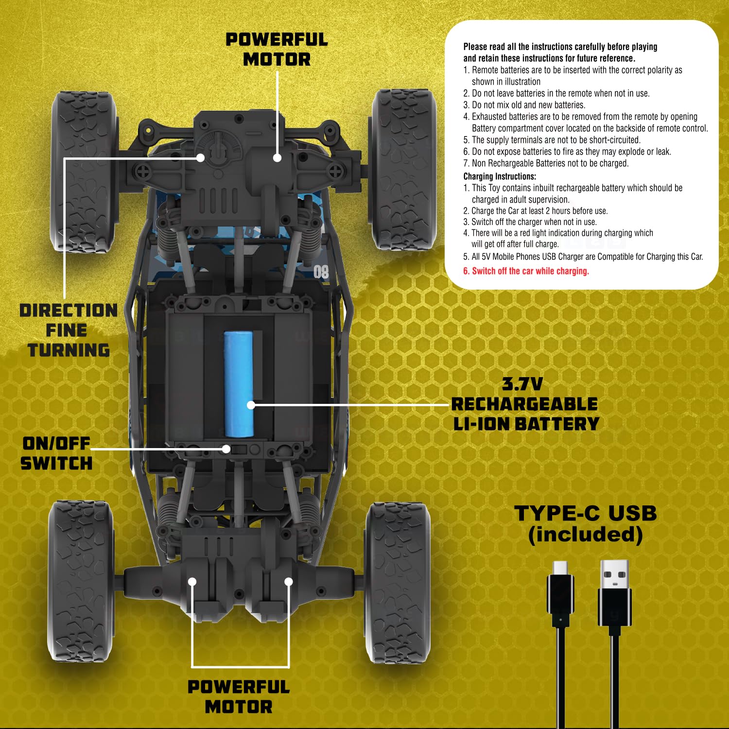 1:16 Scale Thunderbolt Rechargeable Toy Car for Kids| All Terrain Remote Control Car| High-Speed Racing Car for Boys (Red)
