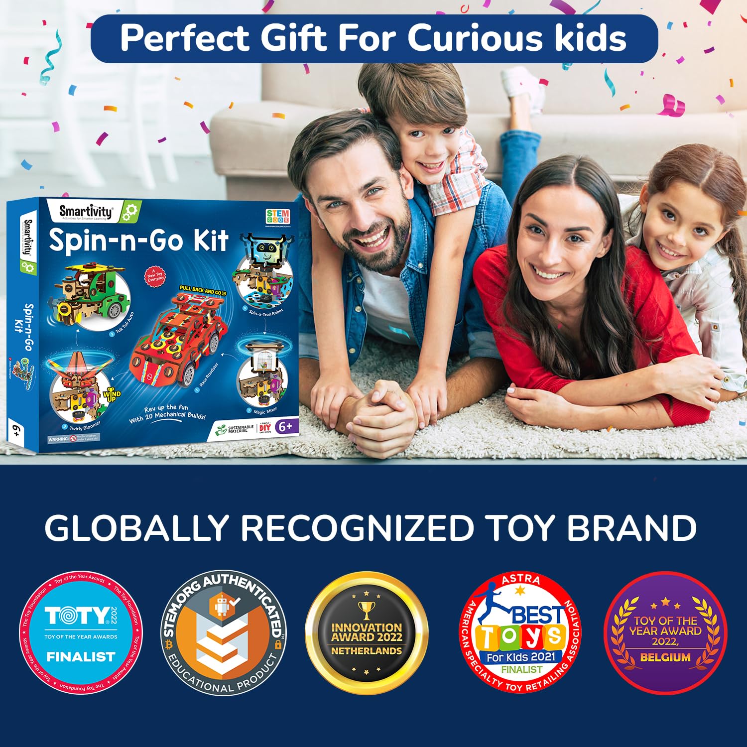 Smartivity 20 in 1 Spin-n-Go Kit for Kids Age 6+ I Build a Moving Robot, CAR, Airplane & More
