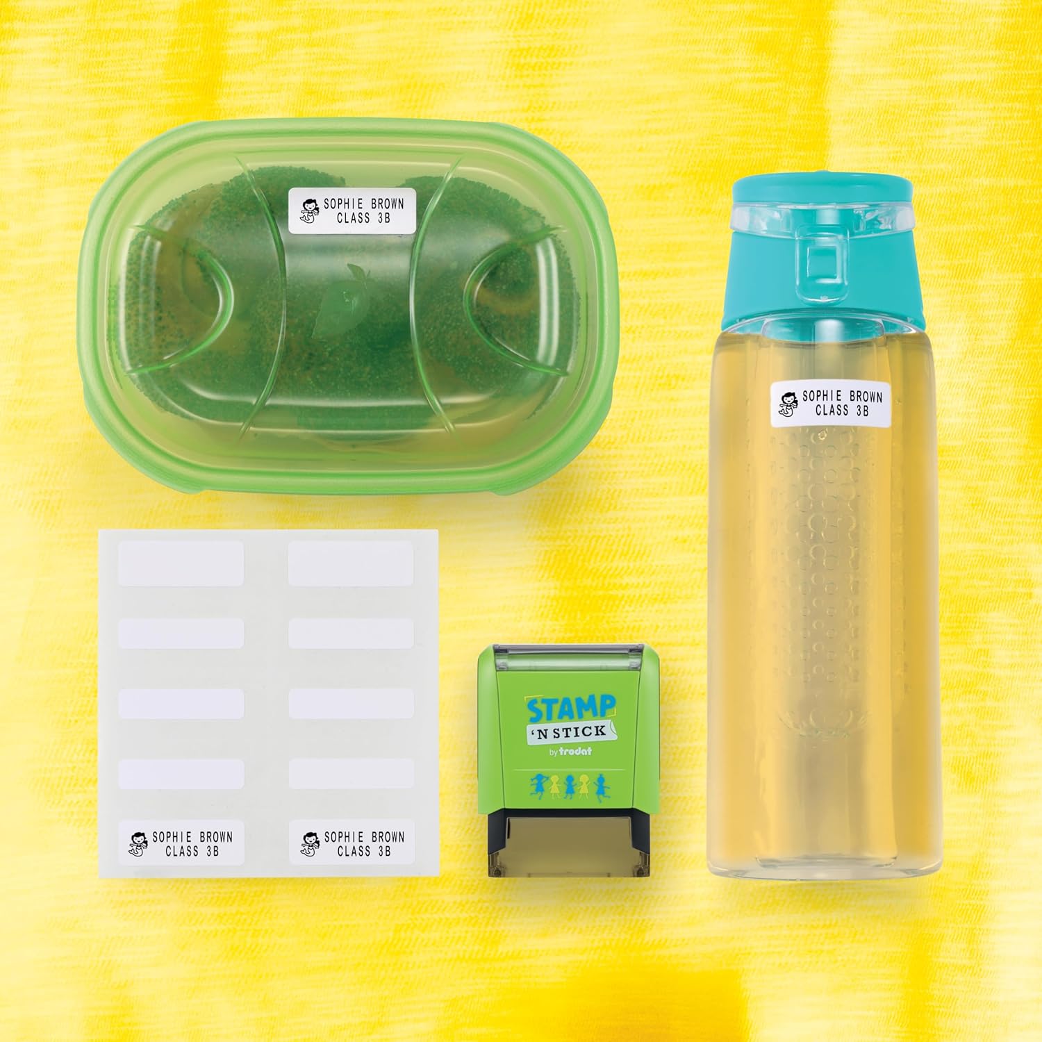 Trodat Stamp 'N Stick | Name Tags Set for Clothing & Affinements - English - Design Your Own Stamp with Dermatologically Tested Ink, Dishwasher & Washing Machine Safe