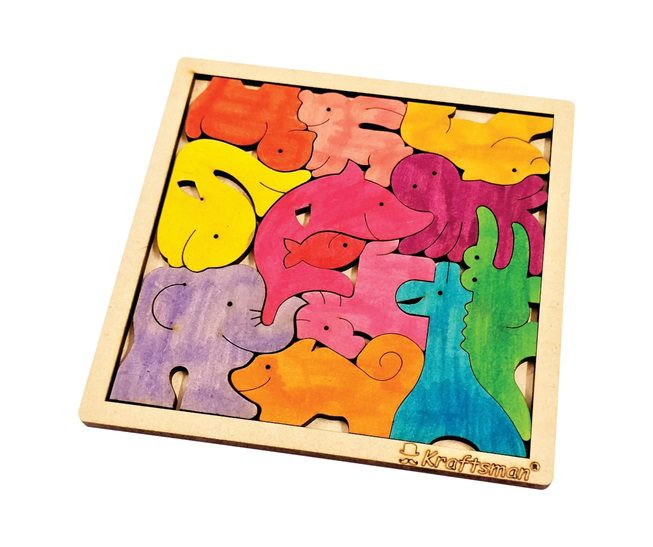 Kraftsman Animal Puzzle 12 Pieces | Color Your Own Puzzle Adventure