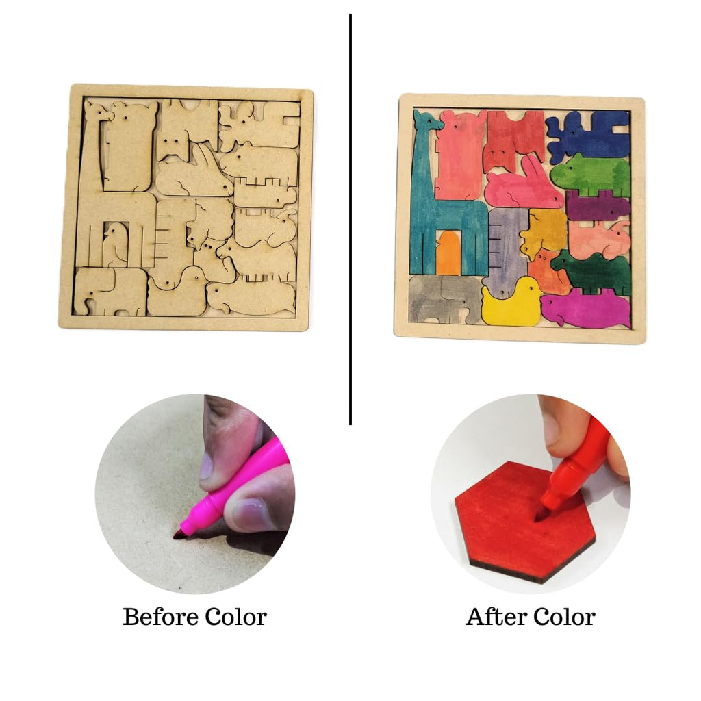 Kraftsman Animal Puzzle 16 Pieces | Create and Color Your Zoo
