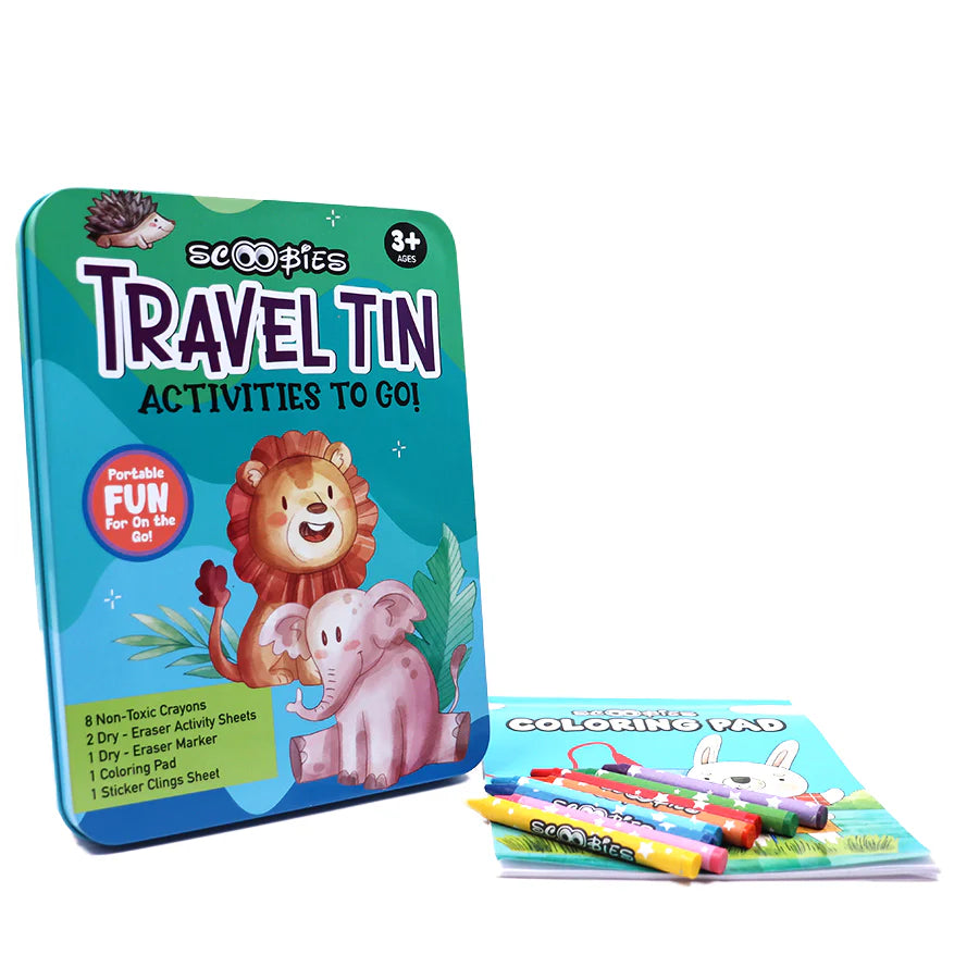 Scoobies Wild Adventure Travel Tin – On-the-Go Fun & Creativity for Kids Age 3+| Screen-Free, Reusable Activity Kit