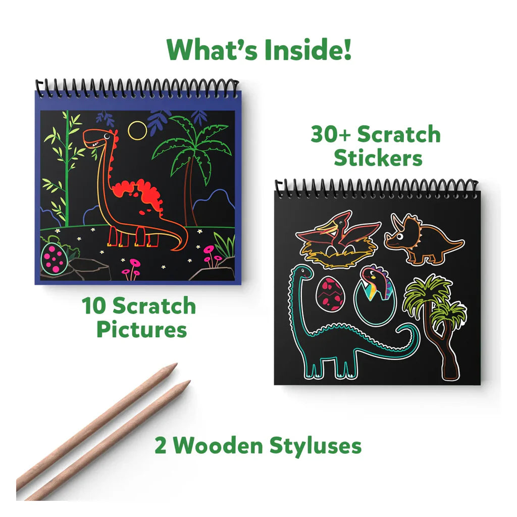 Travel Friendly Magical Scratch Art Book: World of Dinosaurs (ages 3-8)