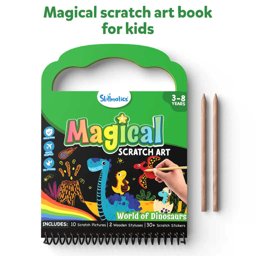 Travel Friendly Magical Scratch Art Book: World of Dinosaurs (ages 3-8)