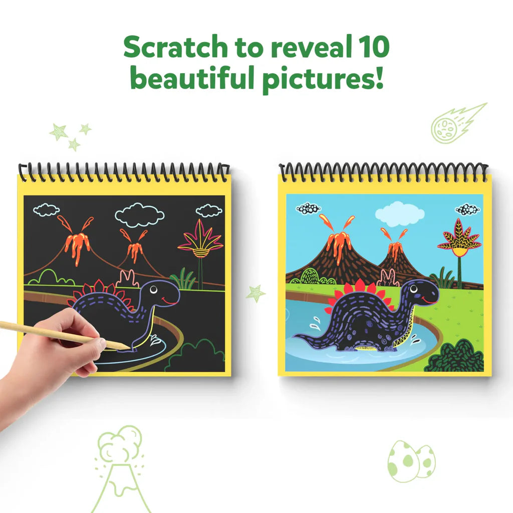 Travel Friendly Magical Scratch Art Book: World of Dinosaurs (ages 3-8)