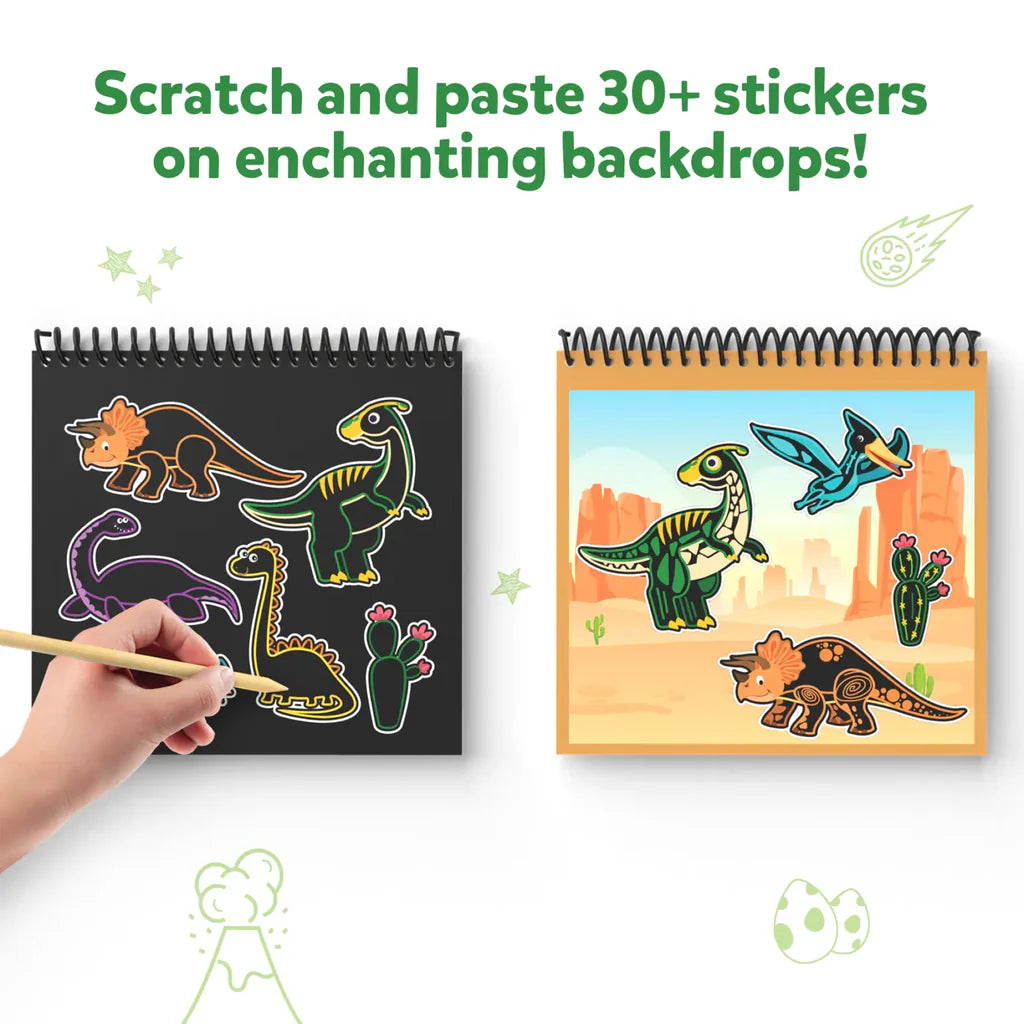 Travel Friendly Magical Scratch Art Book: World of Dinosaurs (ages 3-8)