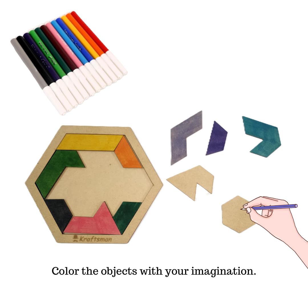 Kraftsman Hexagram Puzzle 11 Pieces | Color your puzzle