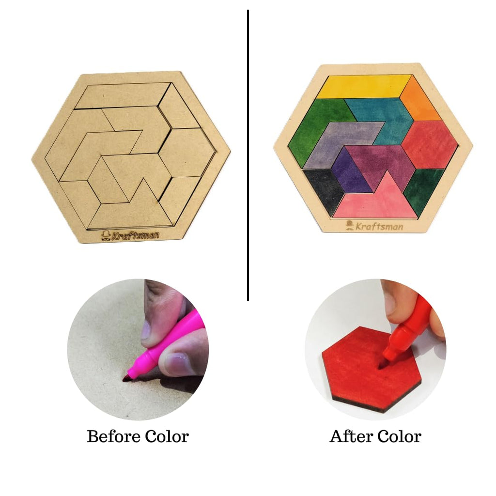 Kraftsman Hexagram Puzzle 11 Pieces | Color your puzzle