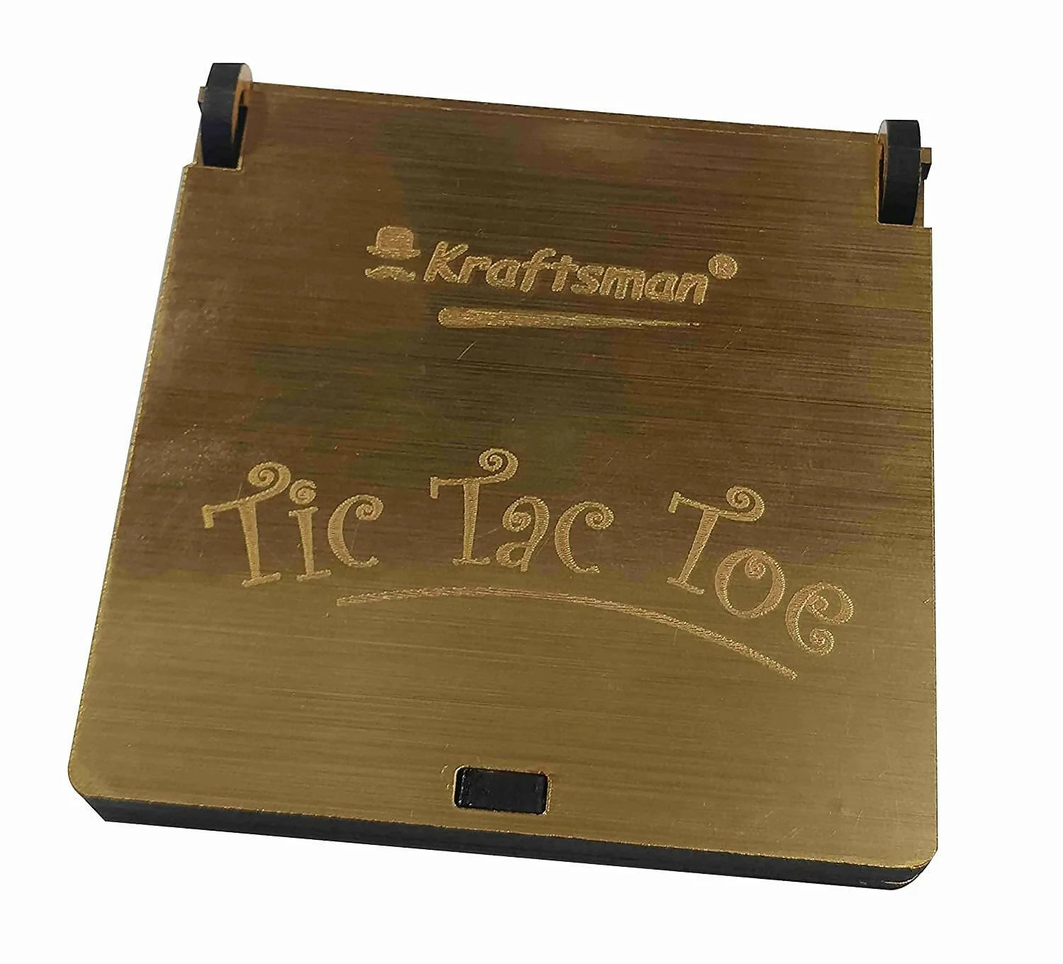 Kraftsman Wooden Tic Tac Toe Portable Game for Kids, Teens and Adults with Golden Mirror Shade Strategy & War Games Board Game