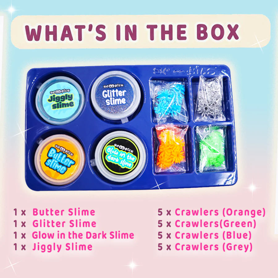 Spacy GooGoo Slime Set ( Blue) 4 Slime with 20 Spooky Wall Crawlers |Sensory Play Toy for Kids (3+ Years)